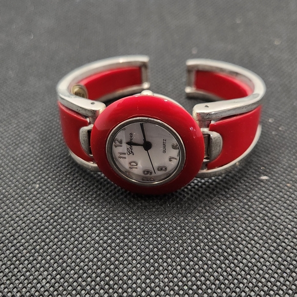 Geneva Red and Silver Women's Watch - Picture 1 of 7